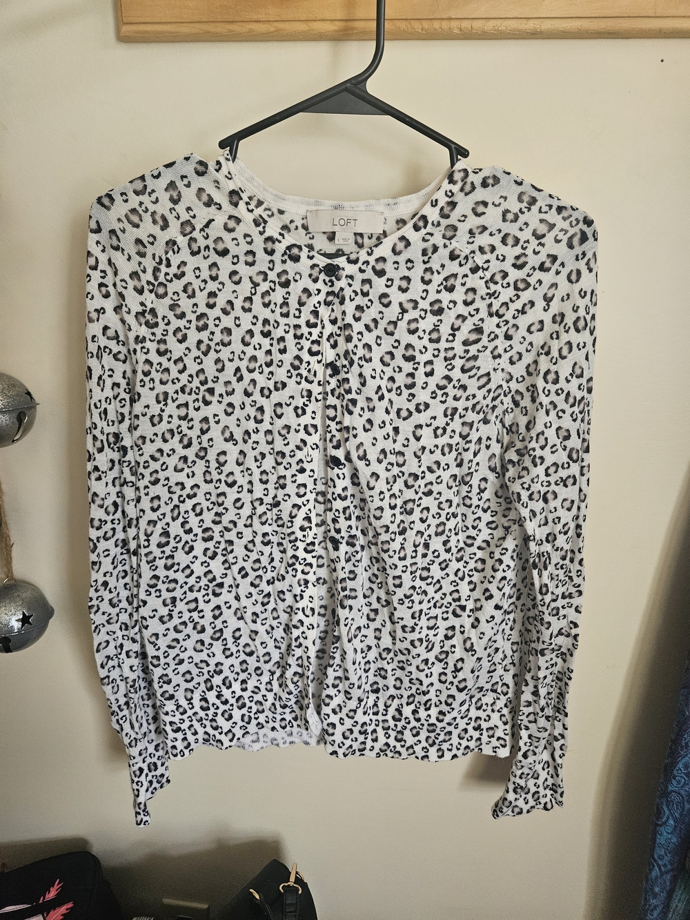 LOFT Leopard Print Cardigan - White & Black